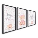 Ver imagem 2 de Quadro Infantil Decorativo Sonhe Alto Princesa com 3 Telas 60x90cm para Quarto Sala Brinquedoteca Com Vidro