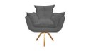 Ver imagem 2 de Kit 2 Poltronas Decorativa Opala Base Giratória Suede Cinza Ms Decor