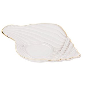 Bowl de Vidro Concha com Filete Trompete Dourado 20cm X 12cm - Wolff
