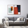 Quadro Decorativo Formas Abstratas com 2 Telas de Parede para Sala Quarto Escritório 60cm X 90cm Sem Vidro - 2