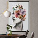 Ver imagem 3 de Quadro Decorativo Coleção Florais - Mulher Floral Cor:moldura Preta;título:40x60 com Vidro Acrílico