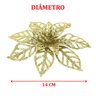 Kit 8 Flores Gliter Douradas Decoração Árvore de Natal 14cm - 4
