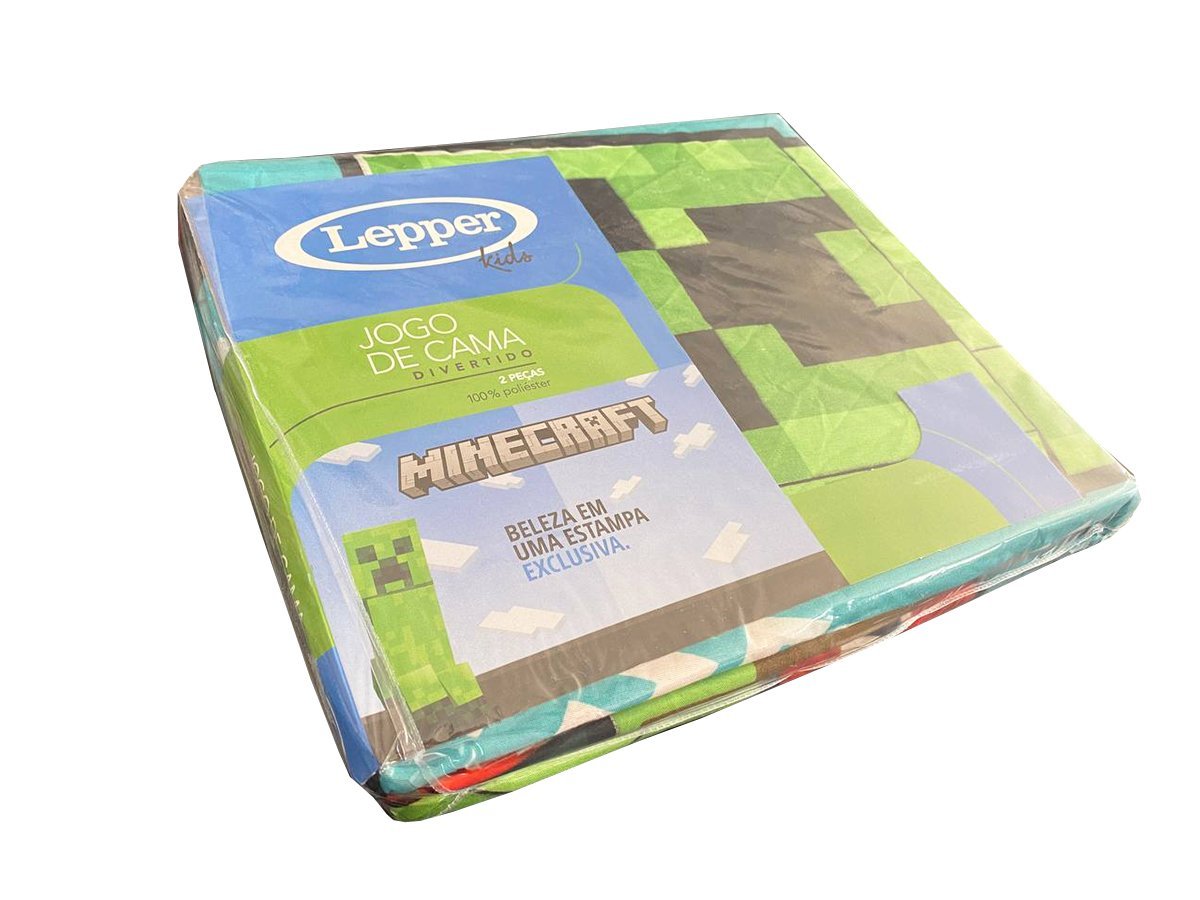 Jogo de Cama Infantil Solteiro Microfibra 3pçs Minecraft - Lepper
