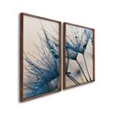 Ver imagem 1 de Quadro Decorativo Dente de Leão Azul com 2 Telas de Parede para Sala Quarto Escritório 60cm X 90cm Com Vidro