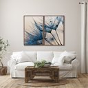 Ver imagem 2 de Quadro Decorativo Dente de Leão Azul com 2 Telas de Parede para Sala Quarto Escritório 60cm X 90cm Com Vidro
