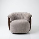 Ver imagem 3 de Poltrona Marselha 86cm Giratoria Suede Cappuccino Corino Marrom Premiun para Sala