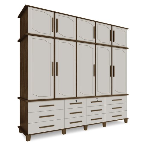 Guarda Roupa de Casal Bettania com 5 Portas Malbec/Off White - Bela Móveis
