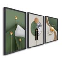 Ver imagem 2 de Quadro Decorativo Geométrico Formas Abstratas com 3 Telas de Parede para Sala Quarto Escritório 60cm Sem Vidro