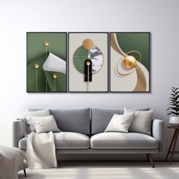 Quadro Decorativo Geométrico Formas Abstratas com 3 Telas de Parede para Sala Quarto Escritório 60cm Sem Vidro - 2