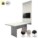 Ver imagem 5 de Conjunto Sala de Reunião Mesa 1,80m Cinza Painel para Tv F5 Cor:cinza