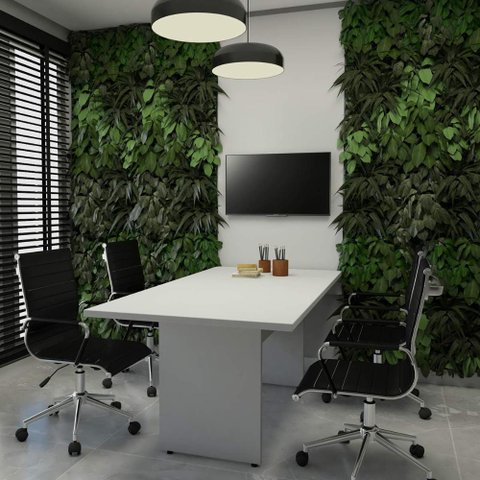 Conjunto Sala de Reunião Mesa 1,80m Cinza Painel para Tv F5 Cor:cinza