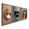 Quadro Decorativo Geométrico Abstrato Marrom com 3 Telas de Parede para Sala Quarto Escritório 60cm Sem Vidro - 2