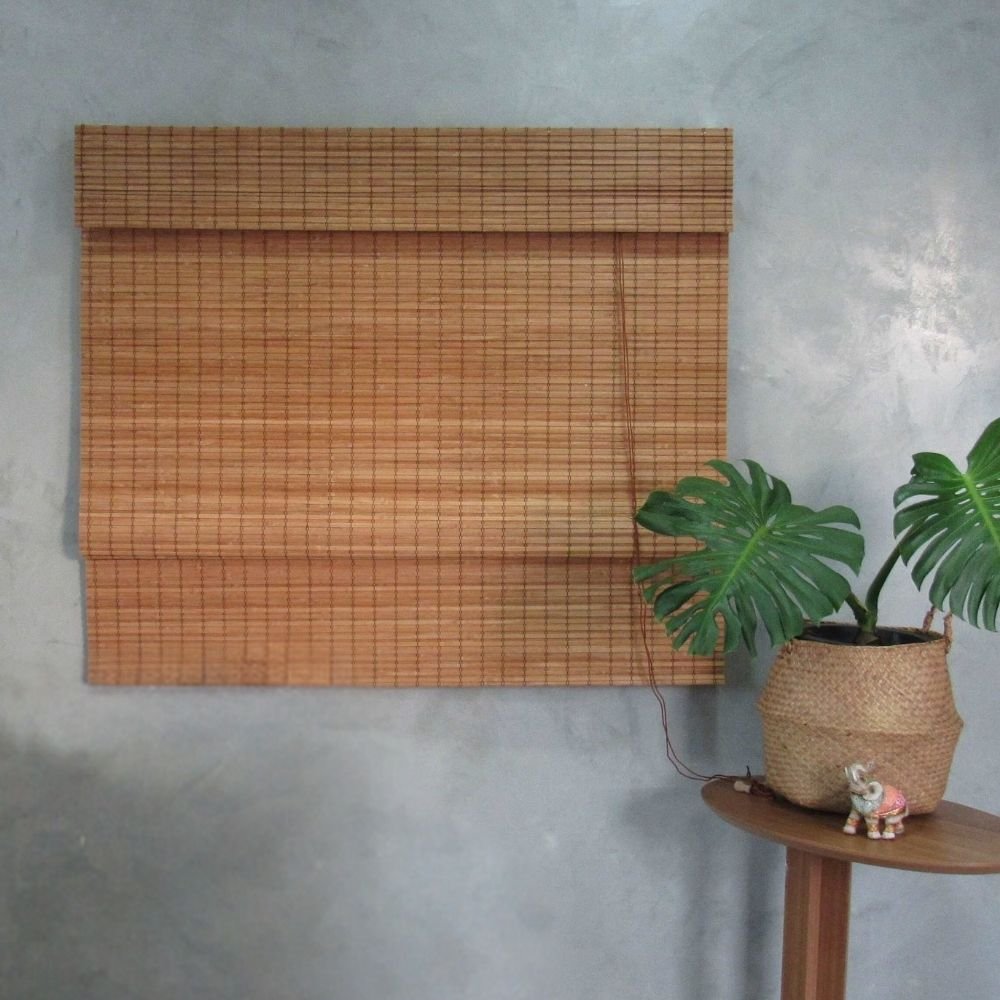 Persiana Romana Bambu Block 100larg X 160alt Natural