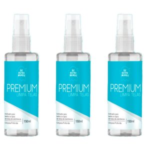 Kit3 Limpa Telas 150ml + Pano Microfibra Alcool Isopropílico