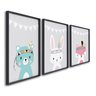 Quadro Decorativo Amigos da Natureza Infantil com 3 Telas 60x90cm para Quarto Sala Brinquedotec Sem Vidro - 1