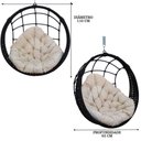 Ver imagem 4 de Balanço Ninho Suspenso + Mola e Mosquetão Corda Náutica Preta Almofada Impermeável Branco