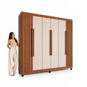 Ver imagem 6 de Guarda-Roupa 6 Portas 2 Gavetas Ripado Apolo 200x183cm Freijo e Branco