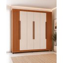 Ver imagem 1 de Guarda-Roupa 6 Portas 2 Gavetas Ripado Apolo 200x183cm Freijo e Branco