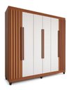 Ver imagem 3 de Guarda-Roupa 6 Portas 2 Gavetas Ripado Apolo 200x183cm Freijo e Branco