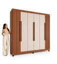 Ver imagem 6 de Guarda-Roupa 6 Portas 2 Gavetas Ripado Apolo 200x183cm Freijo e Branco