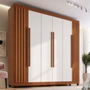 Ver imagem 1 de Guarda-Roupa 6 Portas 2 Gavetas Ripado Apolo 200x183cm Freijo e Branco