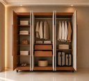 Ver imagem 5 de Guarda-Roupa 6 Portas 2 Gavetas Ripado Apolo 200x183cm Freijo e Branco