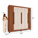 Ver imagem 4 de Guarda-Roupa 6 Portas 2 Gavetas Ripado Apolo 200x183cm Freijo e Branco