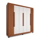 Ver imagem 3 de Guarda-Roupa 6 Portas 2 Gavetas Ripado Apolo 200x183cm Freijo e Branco