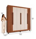 Ver imagem 4 de Guarda-Roupa 6 Portas 2 Gavetas Ripado Apolo 200x183cm Freijo e Branco