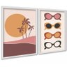 Kit 2 Quadros Óculos de Sol - Praia 24x18cm:moldura Branca - 1