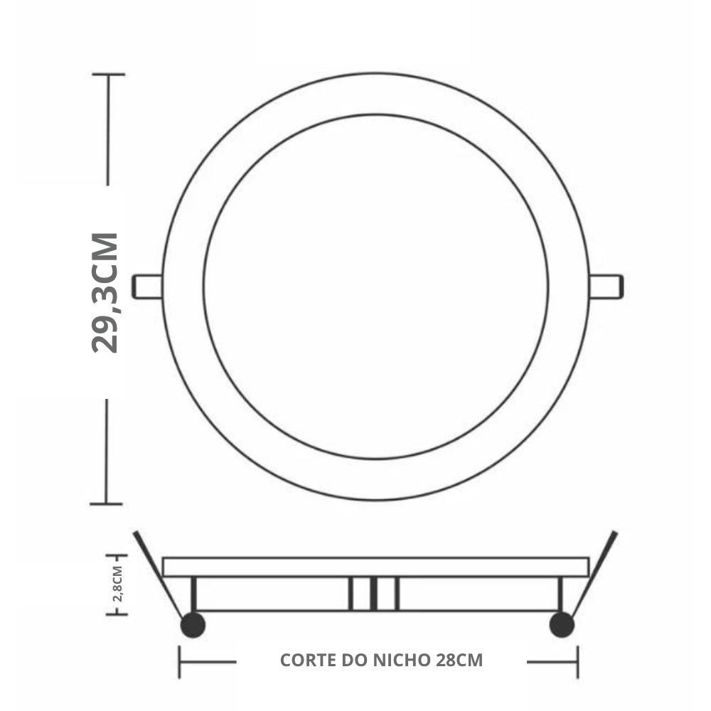 Painel Placa de Led Taschibra 24w Lys Redondo Embutir 4000k - 6