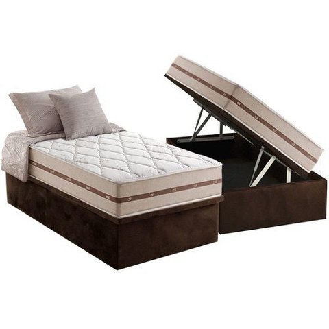 Cama Box Baú com Colchão Anjos Molas Ensacadas Solteiro Marrom