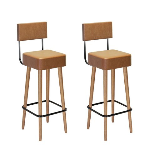 Kit 2 Banquetas Alta Helena Balcão Bar Bancada Bistrô Gourmet Estrutura Pés Madeira Natural - Cores 