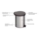 Ver imagem 4 de Lixeira Tramontina New com Pedal 12l Redonda Inox Polido
