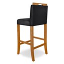 Ver imagem 4 de Banqueta Alta para Cozinha Madeira Maciça Estofada com Encosto Multimóveis Cr15018 Madeirado/preto