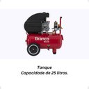 Ver imagem 2 de Compressor de Ar 25 Litros 1,9 Hp 8 Pés 127v - Marca Branco - Vermelho - Bifásica - 60 - 220v