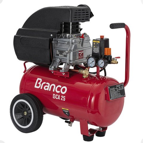 Compressor de Ar 25 Litros 1,9 Hp 8 Pés 127v - Marca Branco - Vermelho - Bifásica - 60 - 220v