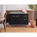 Ver imagem 1 de Balcão de Cozinha Gabriela 3 Portas 1 Gaveta 118cm Preto AJL Móveis