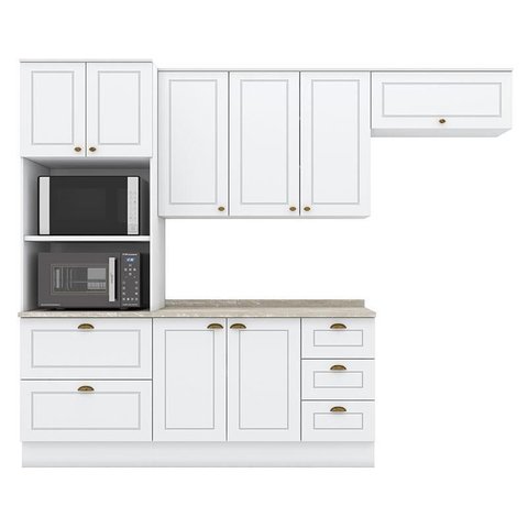 Cozinha Modulada Americana 4 Peças Branco Hp com Tampo Calcare – Henn