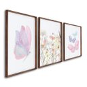 Ver imagem 2 de Quadro Infantil Decorativo Flores e Borboletas com 3 Telas 60x90cm para Quarto Sala Brinquedote Sem Vidro