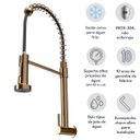 Ver imagem 2 de Torneira Gourmet Flexivel Rosê Gold Parede Cozinha Água Fria