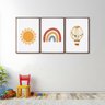 Quadro Decorativo Infantil Sol Balão e Arco Íris com 3 Telas 60x90cm para Quarto Sala Brinquedo Com Vidro - 1
