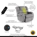 Ver imagem 4 de Poltrona do Papai Sala de Cinema Reclinável Kylie Power Elétrica Massagem USB Linho Cinza G23 Gran B