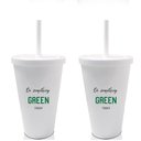 Ver imagem 2 de Kit 2 Copos Com Tampa E Canudo Branco Seja Verde