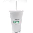 Ver imagem 1 de Kit 2 Copos Com Tampa E Canudo Branco Seja Verde