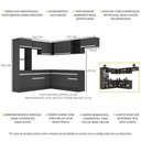Ver imagem 4 de Armário de Cozinha Completa de Canto com Rodapé Veneza Multimóveis V2083 Preto/Branco