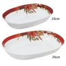 Kit 2 Travessas Melamina Oval Flores/pinha 25x17cm 23x15cm - 2