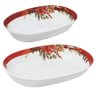 Kit 2 Travessas Melamina Oval Flores/pinha 25x17cm 23x15cm - 1