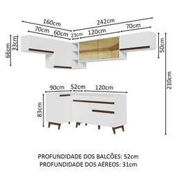 Armário de Cozinha Completa de Canto 402cm Branco Reims Madesa 04 - 4