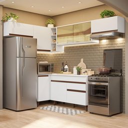 Armário de Cozinha Completa de Canto 402cm Branco Reims Madesa 04 - 2
